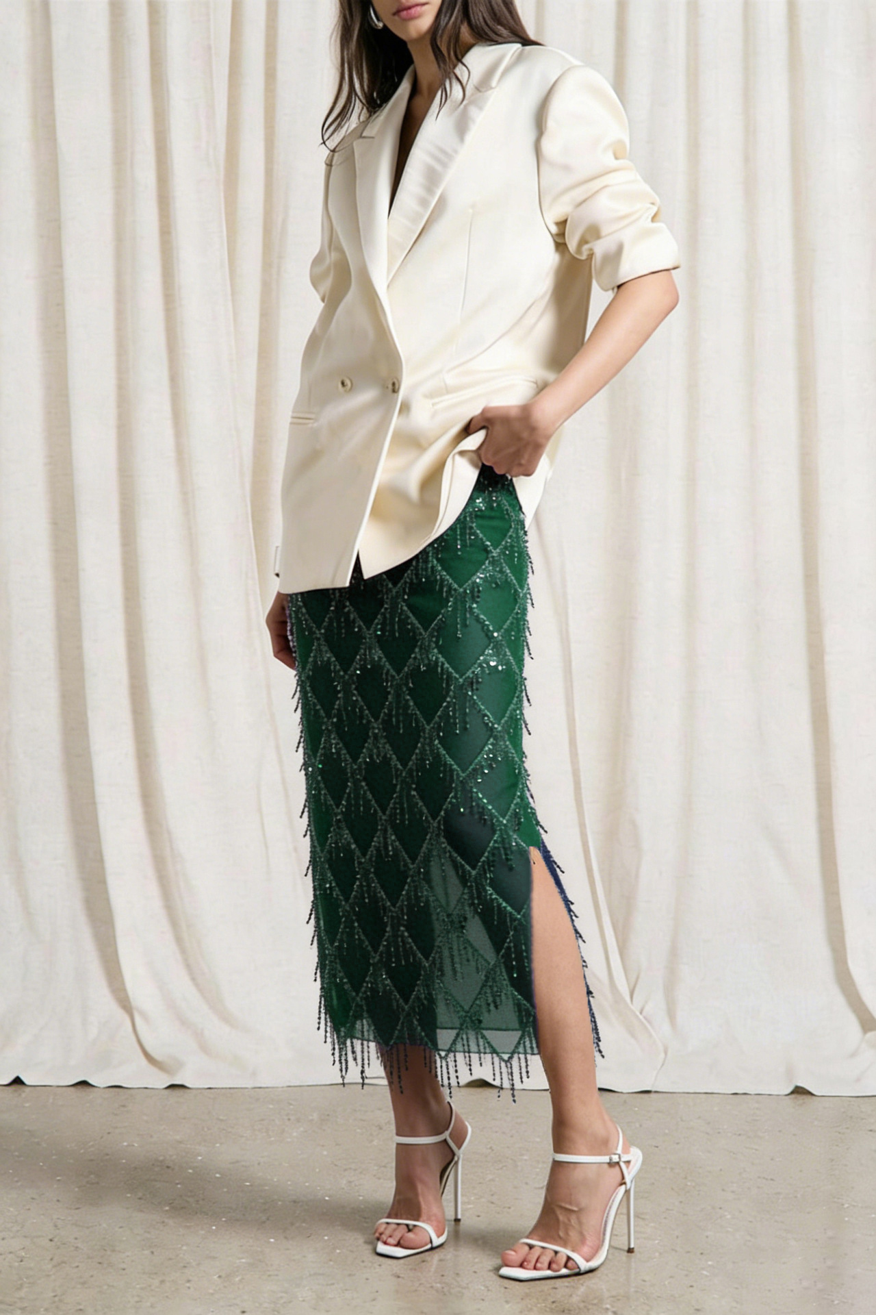 Beaded Crystal Mesh Overlay Skirt（BUY 2 FREE SHIPPING)