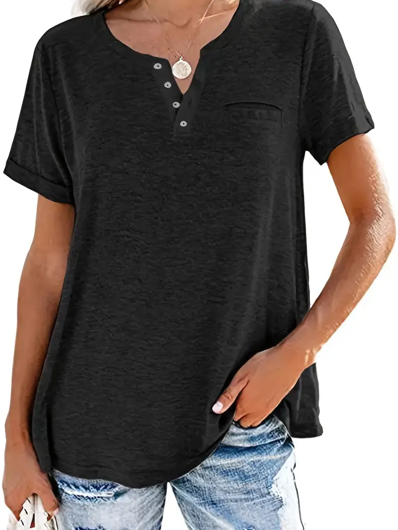 🔥🔥🔥🔥Women's V-Neck Button Down Short Sleeve T-Shirt