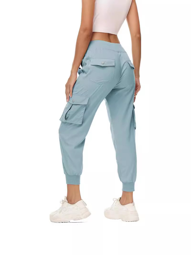 Women's Elastic Waist Button Pocket Lightweight Hiking Overalls