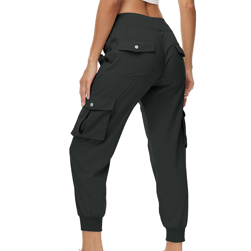 Women's Elastic Waist Button Pocket Lightweight Hiking Overalls