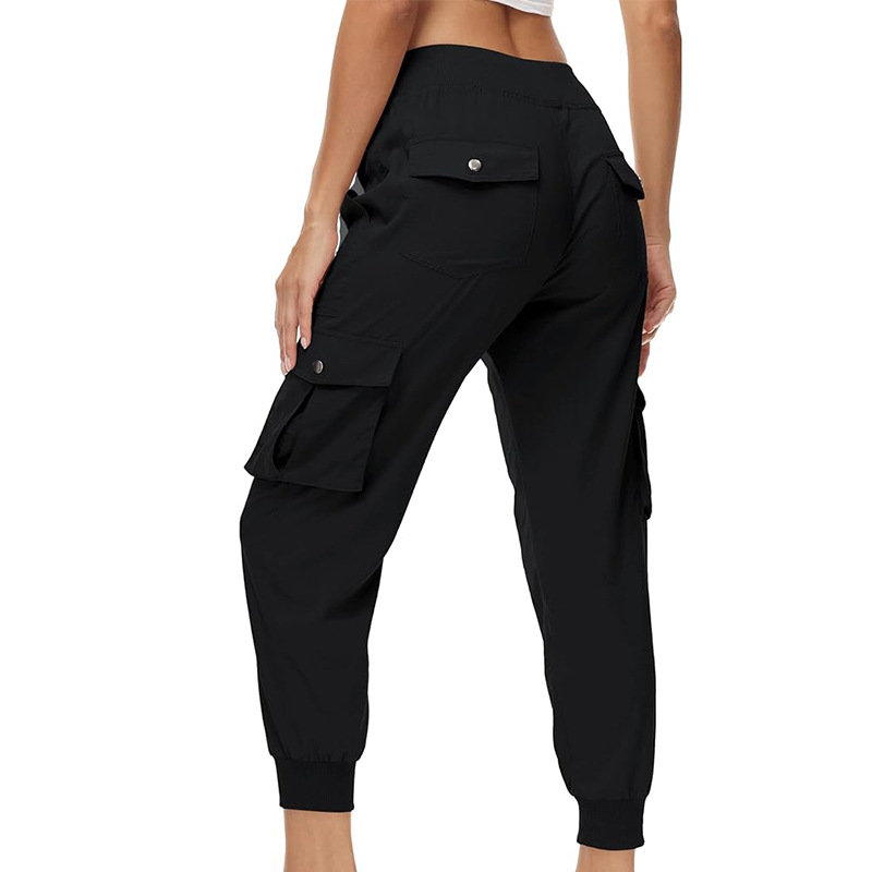 Women's Elastic Waist Button Pocket Lightweight Hiking Overalls