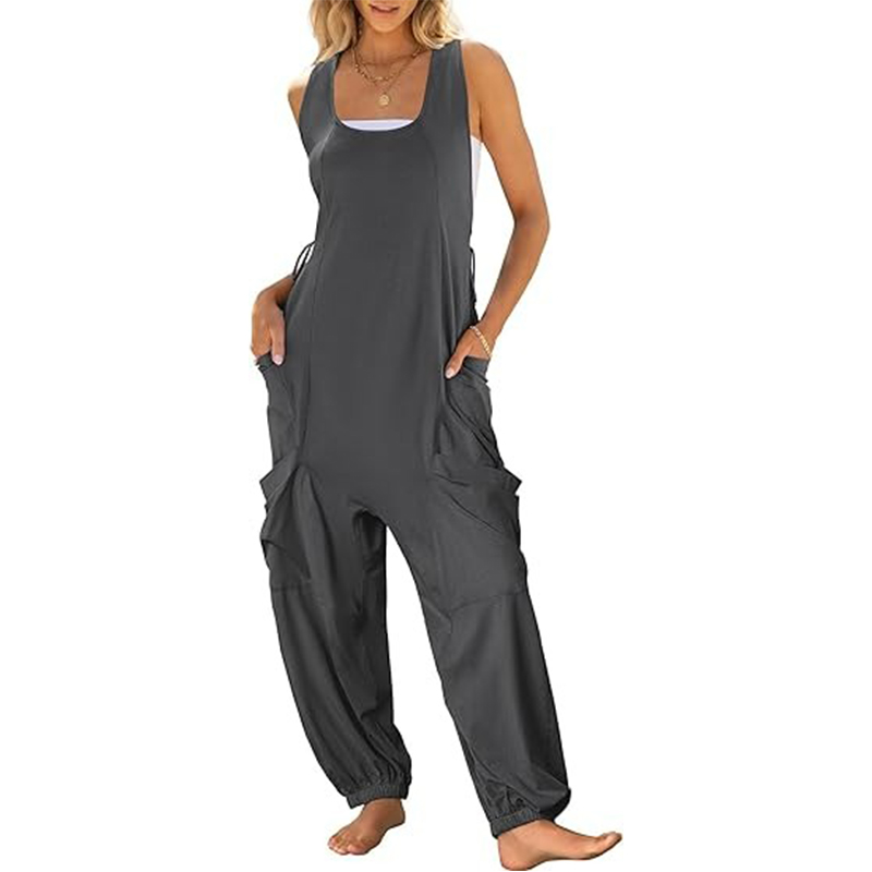 2024 Women Overalls Jumpsuits Loose Casual Dressy Sleeveless Baggy Harem Pants Romper Jumpers