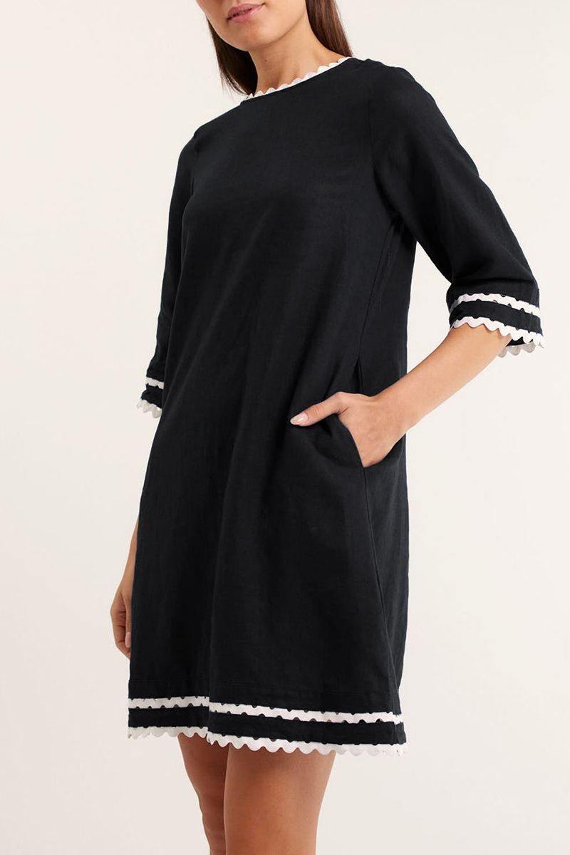 Lace-trimmed short-sleeved loose dress（BUY 2 FREE SHIPPING)