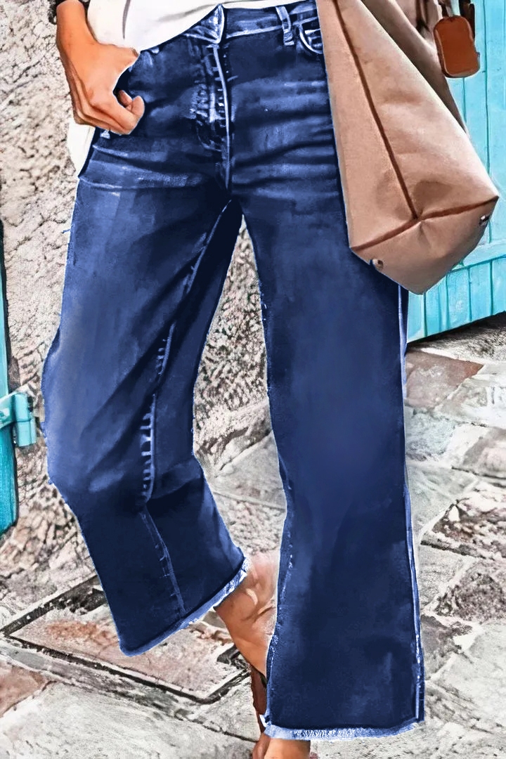 🔥🔥🔥🔥2023 Spring Midiross Washed Raw Hem Mid Waist Straight Leg Jeans