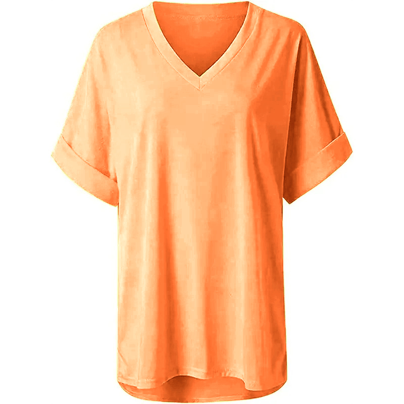 🔥🔥🔥🔥(Plus Size up to 4XL）2023 Summer New Fabric New Colorful V-Neck Side Slit Cotton T-Shirt（3pcs free shipping)