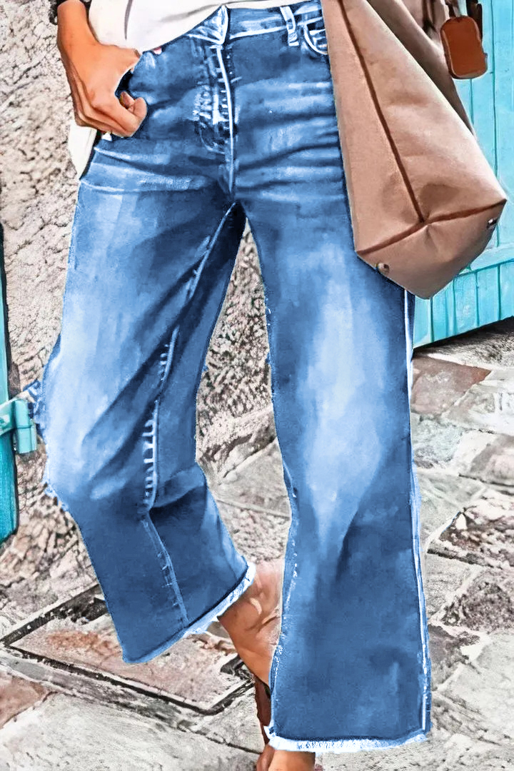 🔥🔥🔥🔥2023 Spring Midiross Washed Raw Hem Mid Waist Straight Leg Jeans