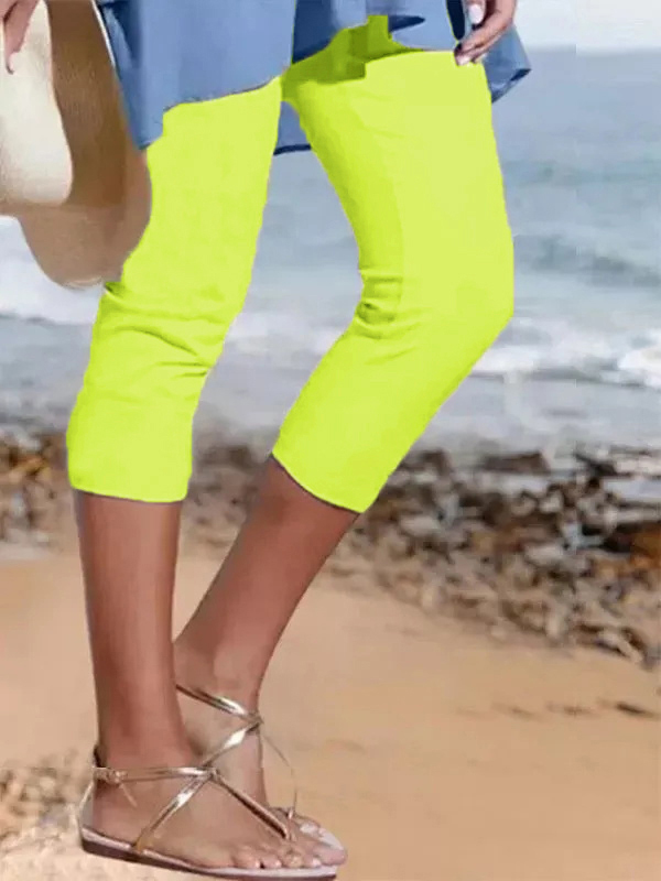 🔥🔥🔥🔥 （2023）New Women's  Plain Casual Capri Leggings 