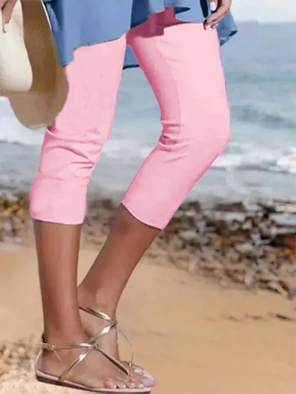 🔥🔥🔥🔥 （2023）New Women's  Plain Casual Capri Leggings 