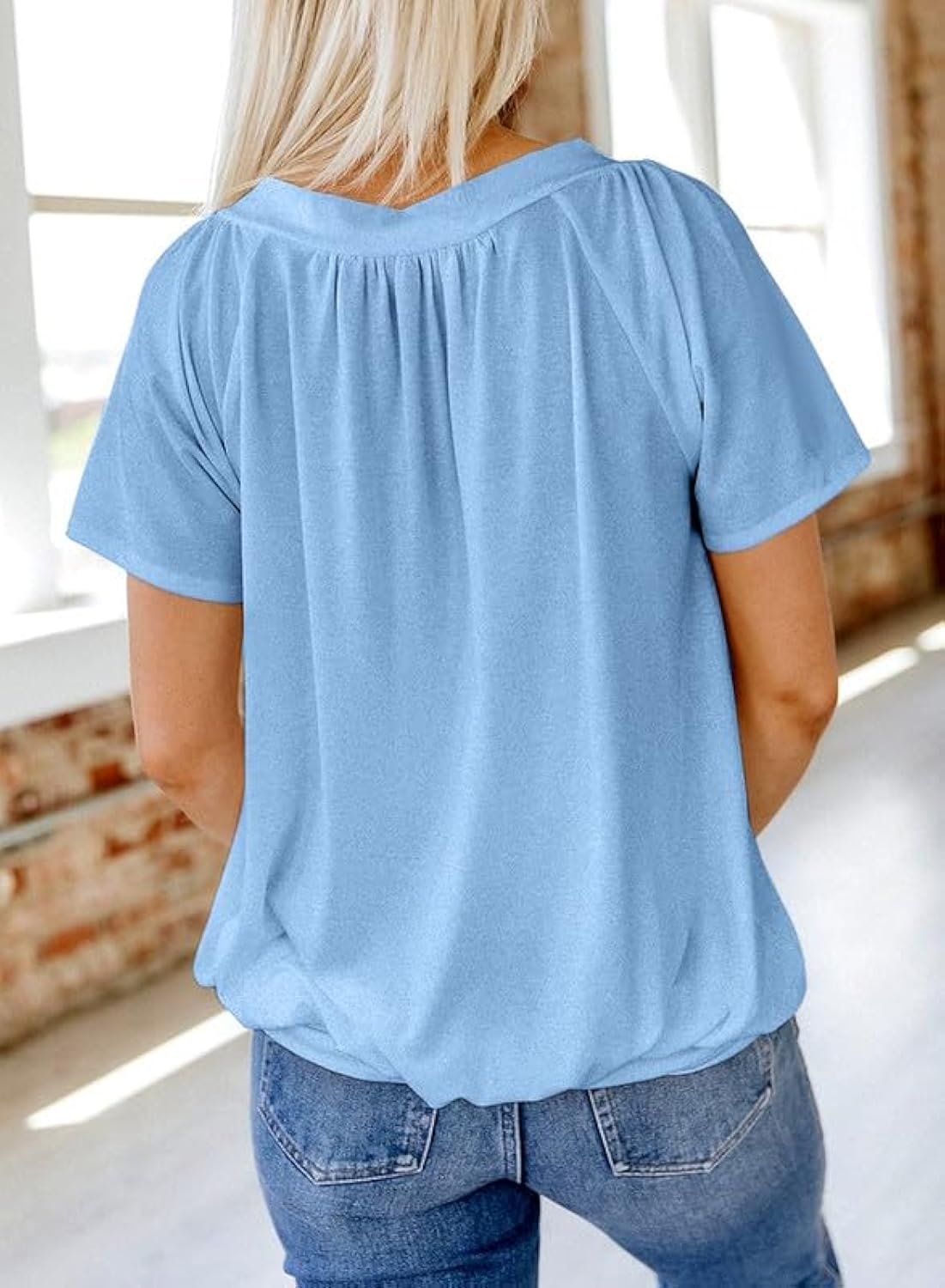 Women's Casual Summer T Shirts Short Sleeve V Neck Tops Tshirts（BUY 3 FREE SHIPPING)