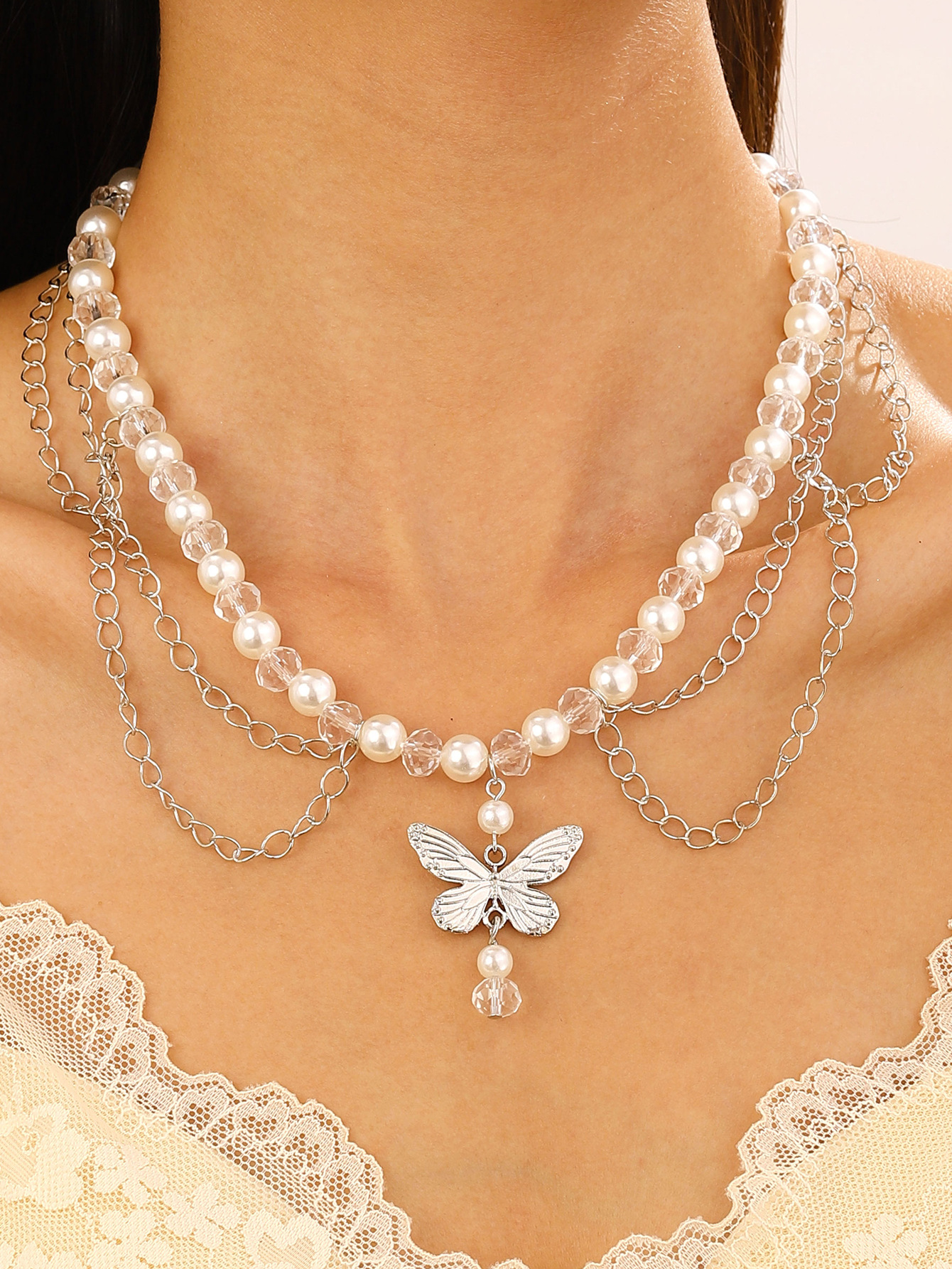 Beaded butterfly necklace