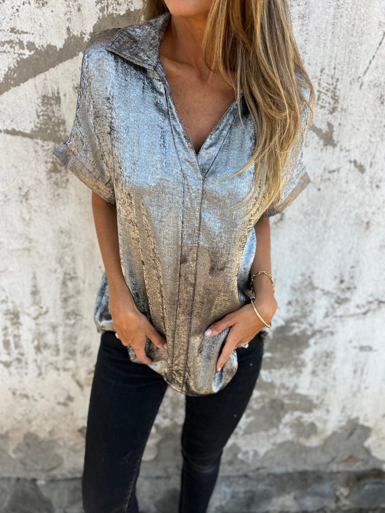 🔥HOT SALE🔥Loose Metallic Shirt(BUY 2 FREE SHIPPING)