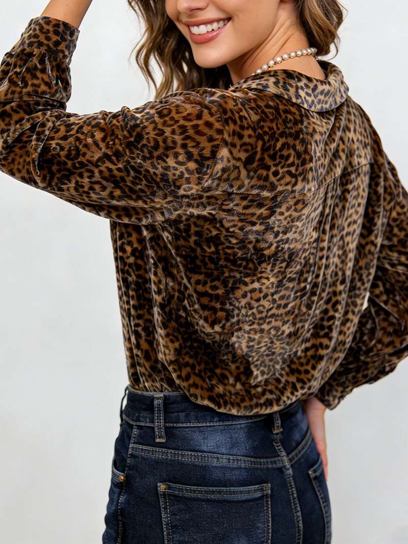 Woman's Leopard Print Collared Top