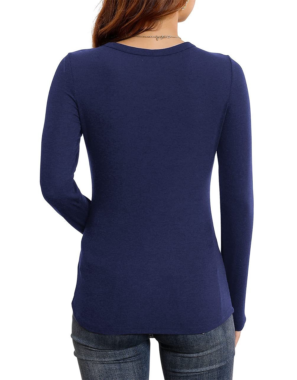 🔥HOT SALE🔥Women's Long Sleeve Stretch Slim Round Neck Ribbed Basic Shirts (BUY 3 FREE SHIPPING)