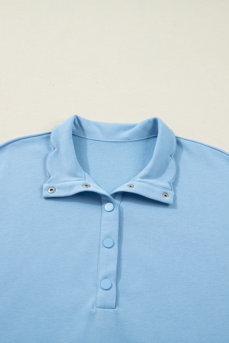 Women's Scallop Hem Henley Shirt Dress(BUY 2 FREE SHIPPING)