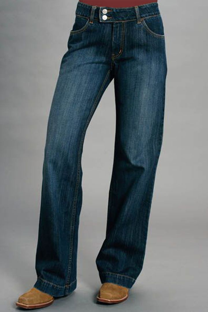 Midiross Vintage Oblique Button Mid Waist Bootcut Jeans
