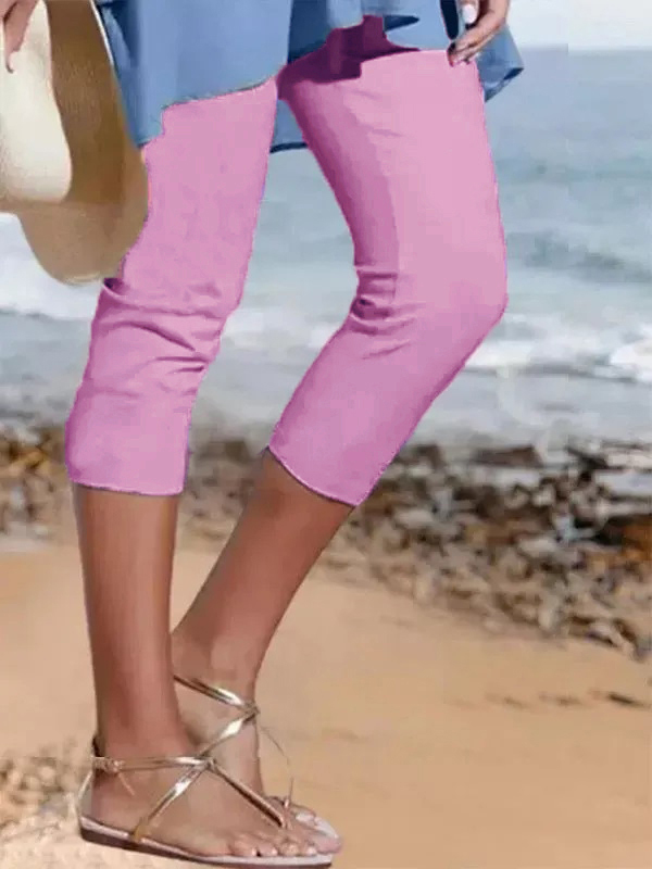 🔥🔥🔥🔥 （2023）New Women's  Plain Casual Capri Leggings 