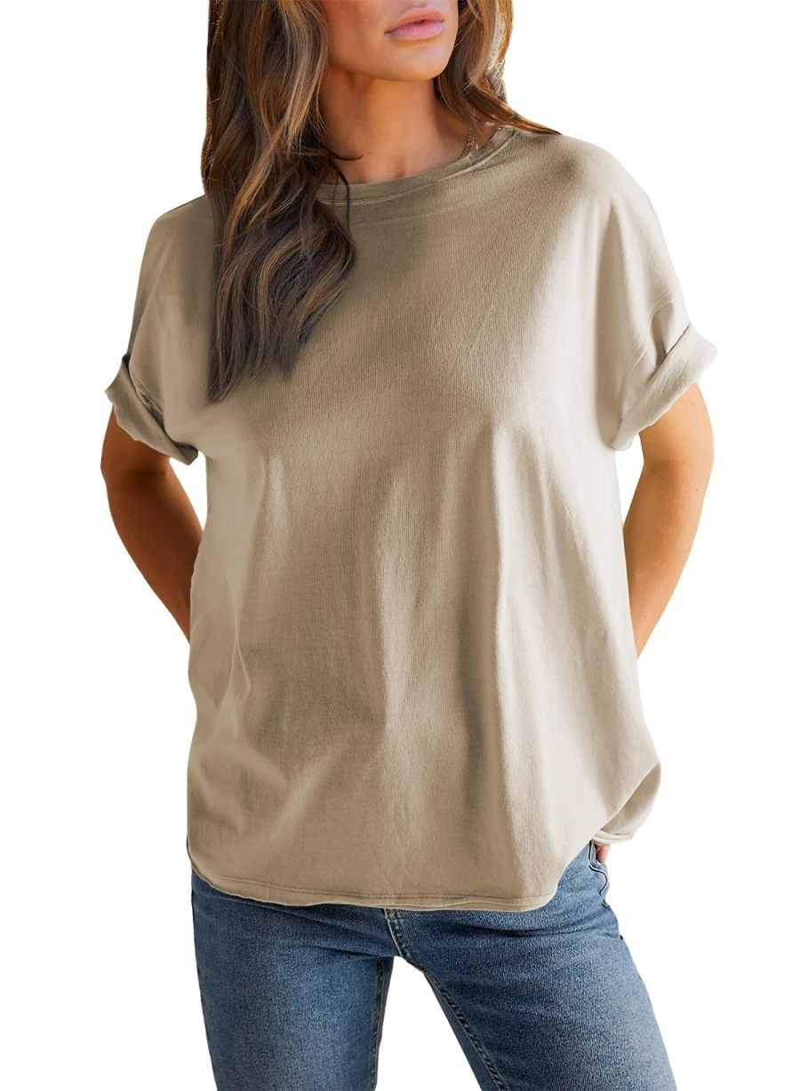 ✨✨✨ROUND NECK SOLID COLOR SHORT SLEEVE T-SHIRT COTTON TEE