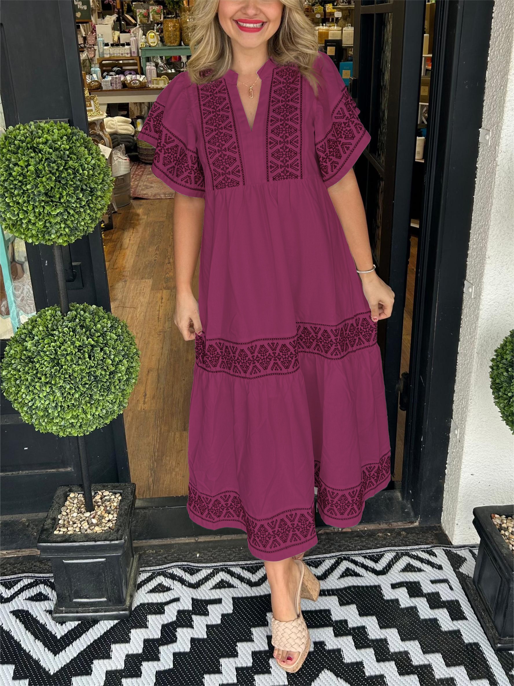 ✨2024 SUMMER HOT✨Women's V-Neck Boho Maxi Dress (Buy 2 Free Shipping)