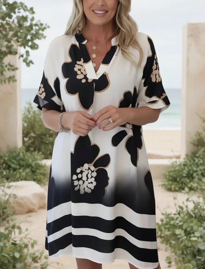 Women's artistic floral print dress