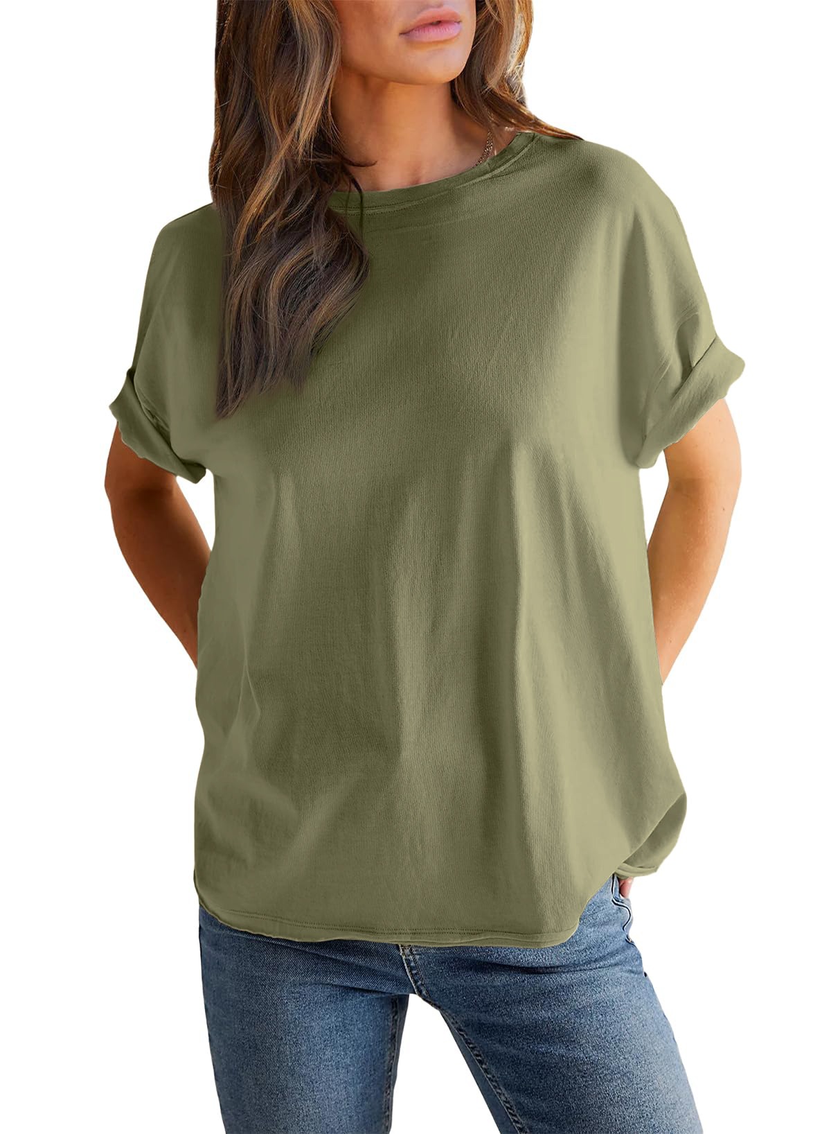 ✨✨✨ROUND NECK SOLID COLOR SHORT SLEEVE T-SHIRT COTTON TEE