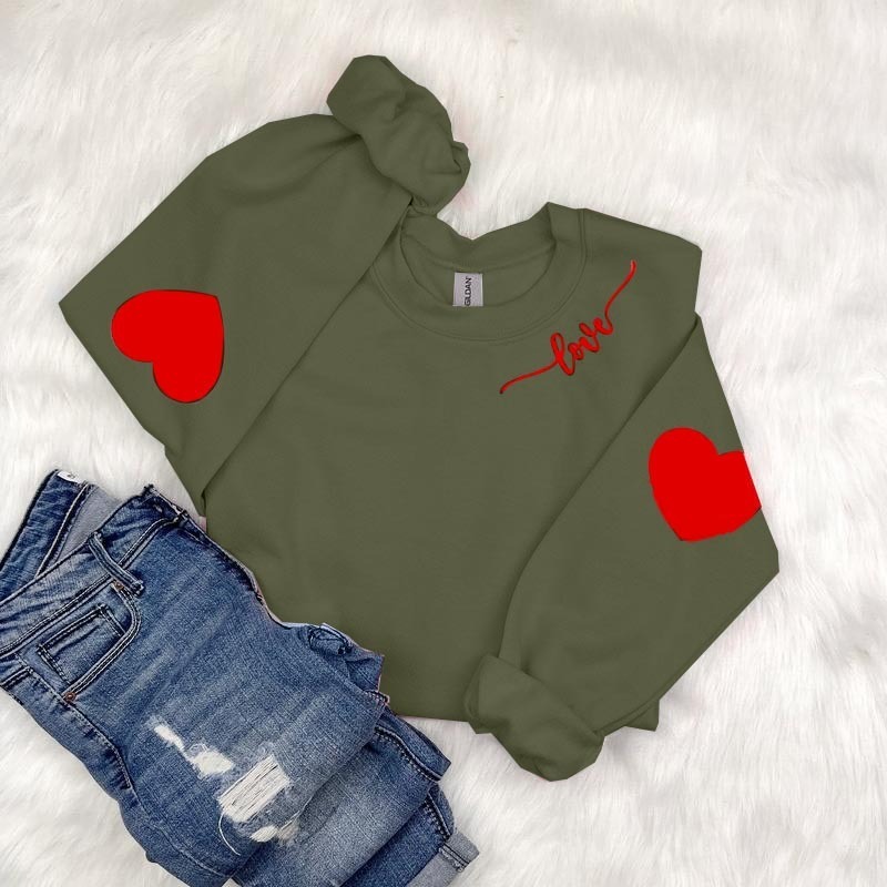 2025 Long Sleeve Sweatershirt with Heart Elbow Patch (BUY 2 FREE SHIPPING)