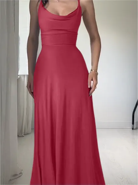 NEW DRAPE SUSPENDER DRESS WITH BUILT-IN BRA