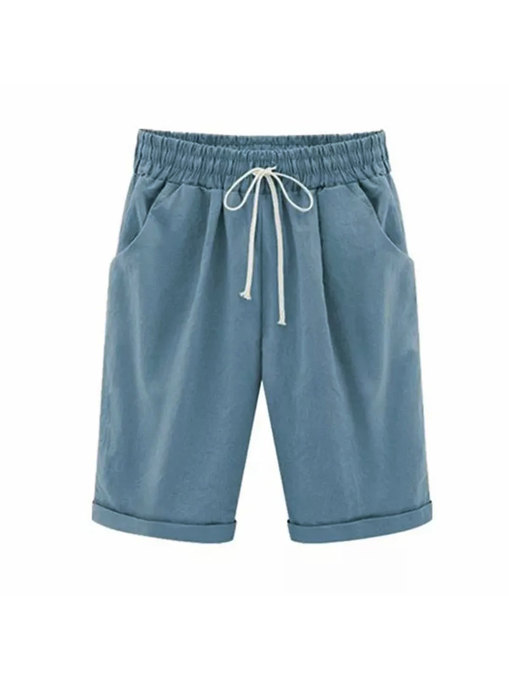 🔥🔥🔥🔥(2023 New Updated Fine Twill Fabric)  (Plus Size Up to 8XL) Elastic Waist Casual Comfy Summer Shorts Lace-Up 100% Cotton Shorts