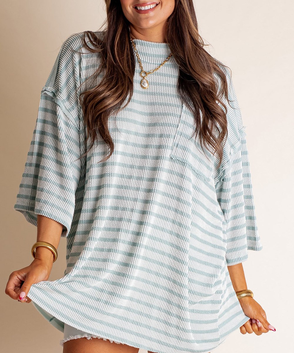 🔥HOT SALE🔥High collar loose striped top