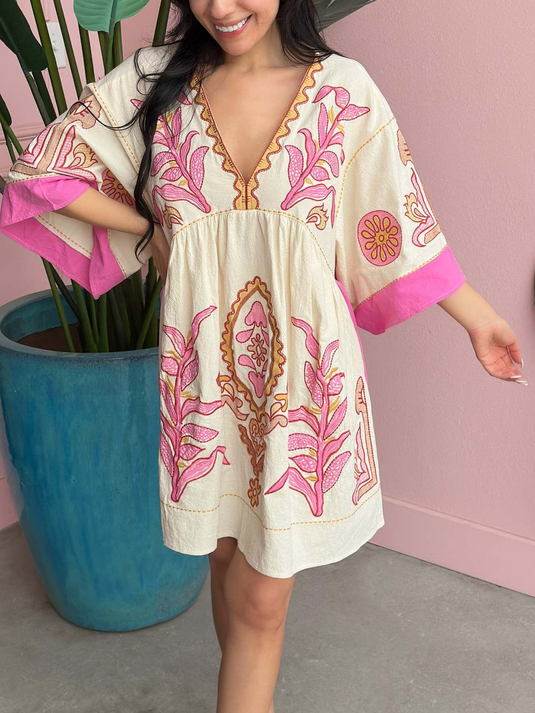 Women's Boho Embroidered V-Neck Mini Dress(BUY 2 FREE SHIPPING)