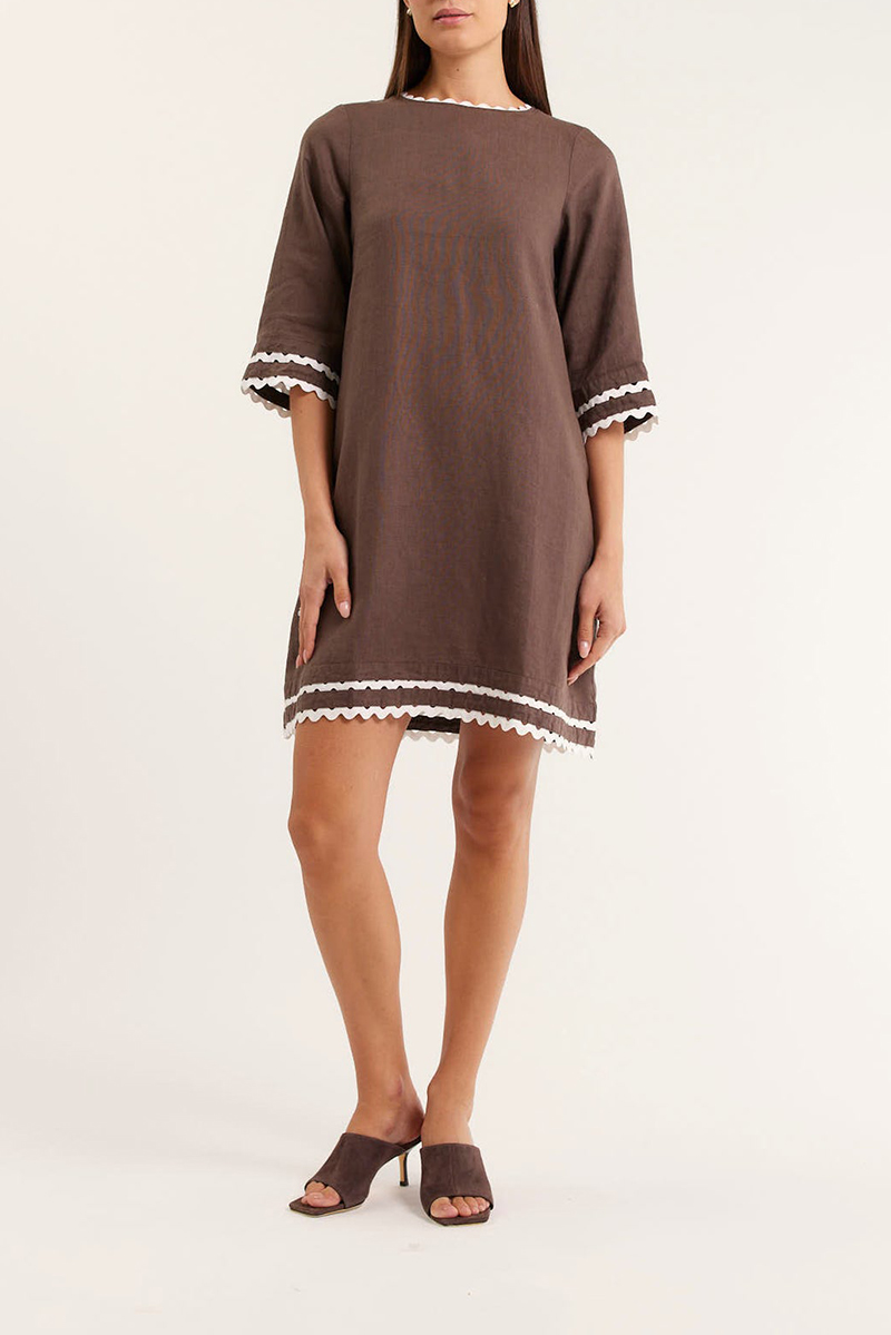 Lace-trimmed short-sleeved loose dress（BUY 2 FREE SHIPPING)