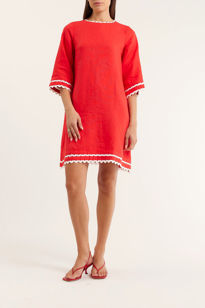 Lace-trimmed short-sleeved loose dress（BUY 2 FREE SHIPPING)