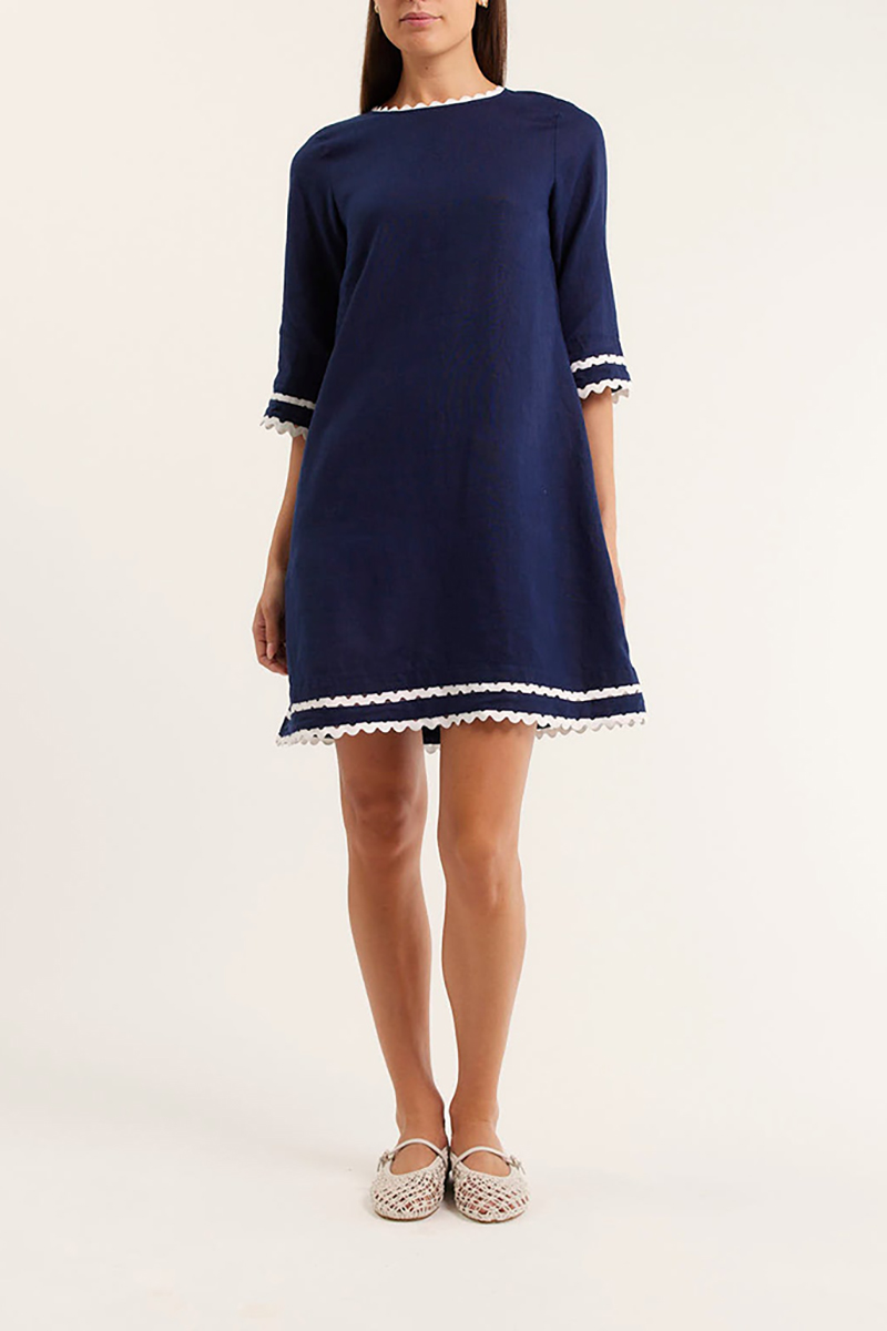 Lace-trimmed short-sleeved loose dress（BUY 2 FREE SHIPPING)