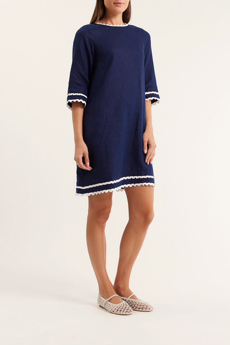 Lace-trimmed short-sleeved loose dress（BUY 2 FREE SHIPPING)
