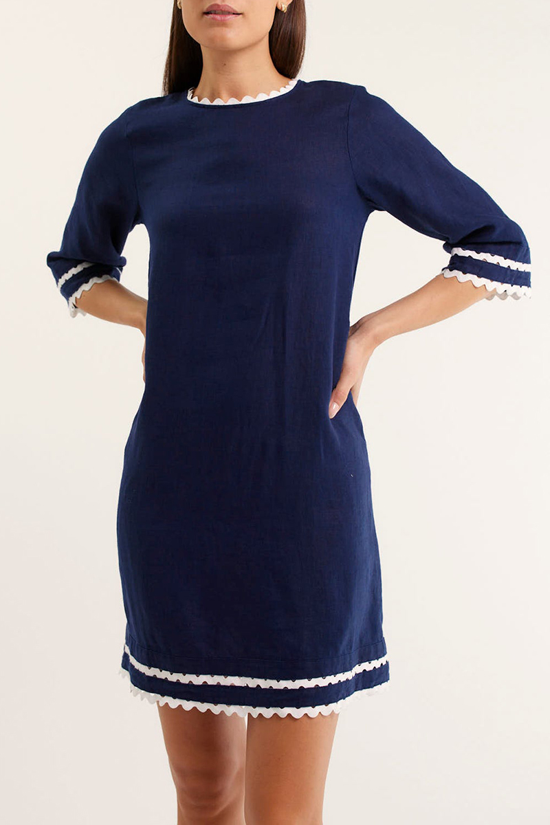 Lace-trimmed short-sleeved loose dress（BUY 2 FREE SHIPPING)