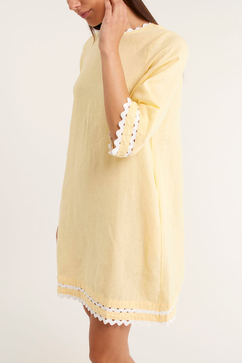 Lace-trimmed short-sleeved loose dress（BUY 2 FREE SHIPPING)