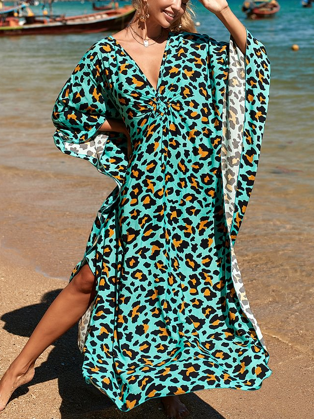 Women's V-Neck Kaftan Maxi Dress