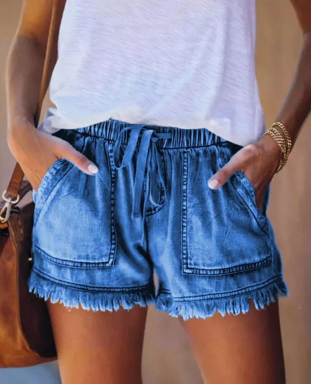 🔥🔥🔥🔥2023 Year's Womens Casual Denim Shorts with Pockets Cotton Jean Short