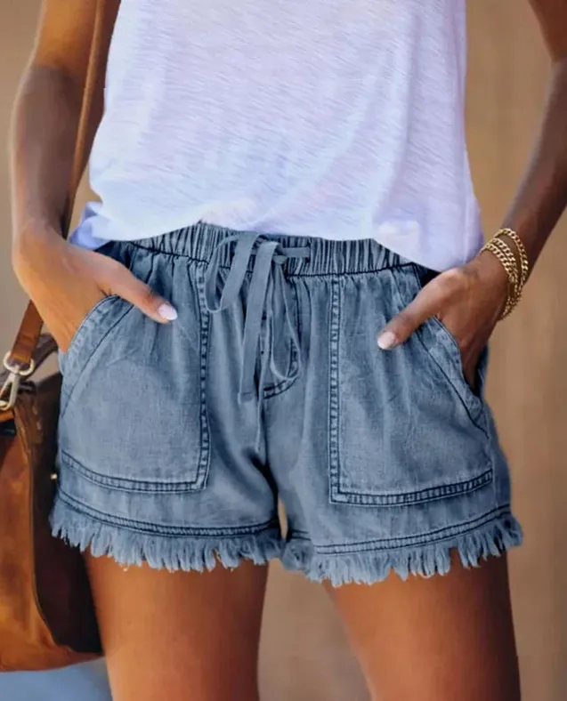 🔥🔥🔥🔥2023 Year's Womens Casual Denim Shorts with Pockets Cotton Jean Short