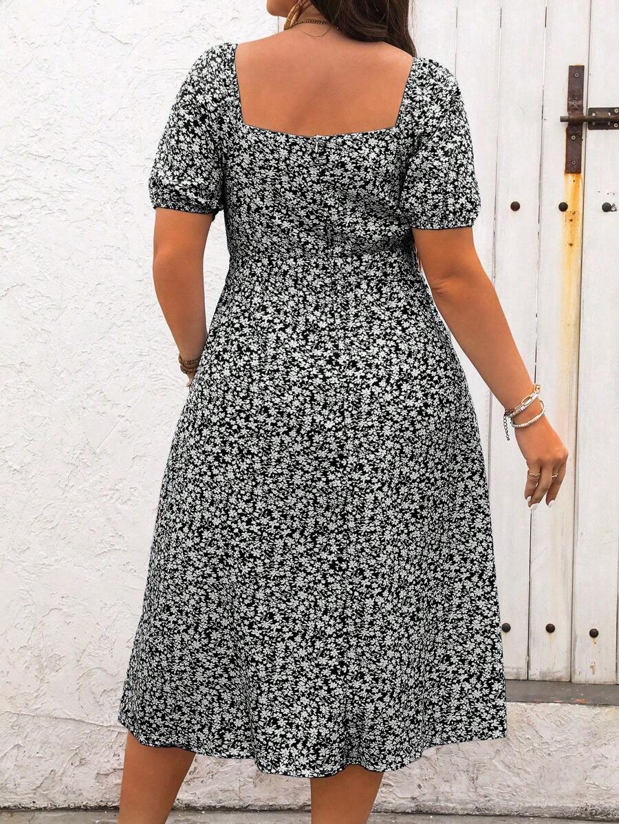 Women's Summer Plus Size Boho Casual Floral High Slit Dress (BUY 2 FREE SHIPPING))