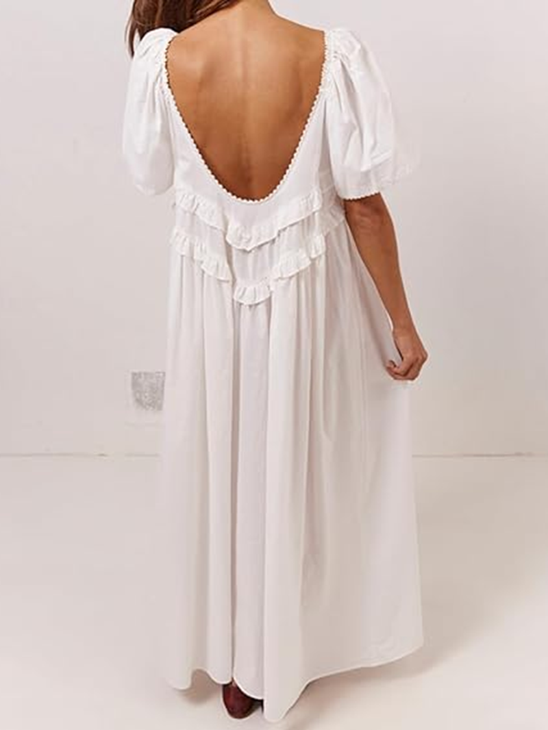 Chic Backless Long Dress with Ruffled Waist (BUY 2 FREE SHIPPING)