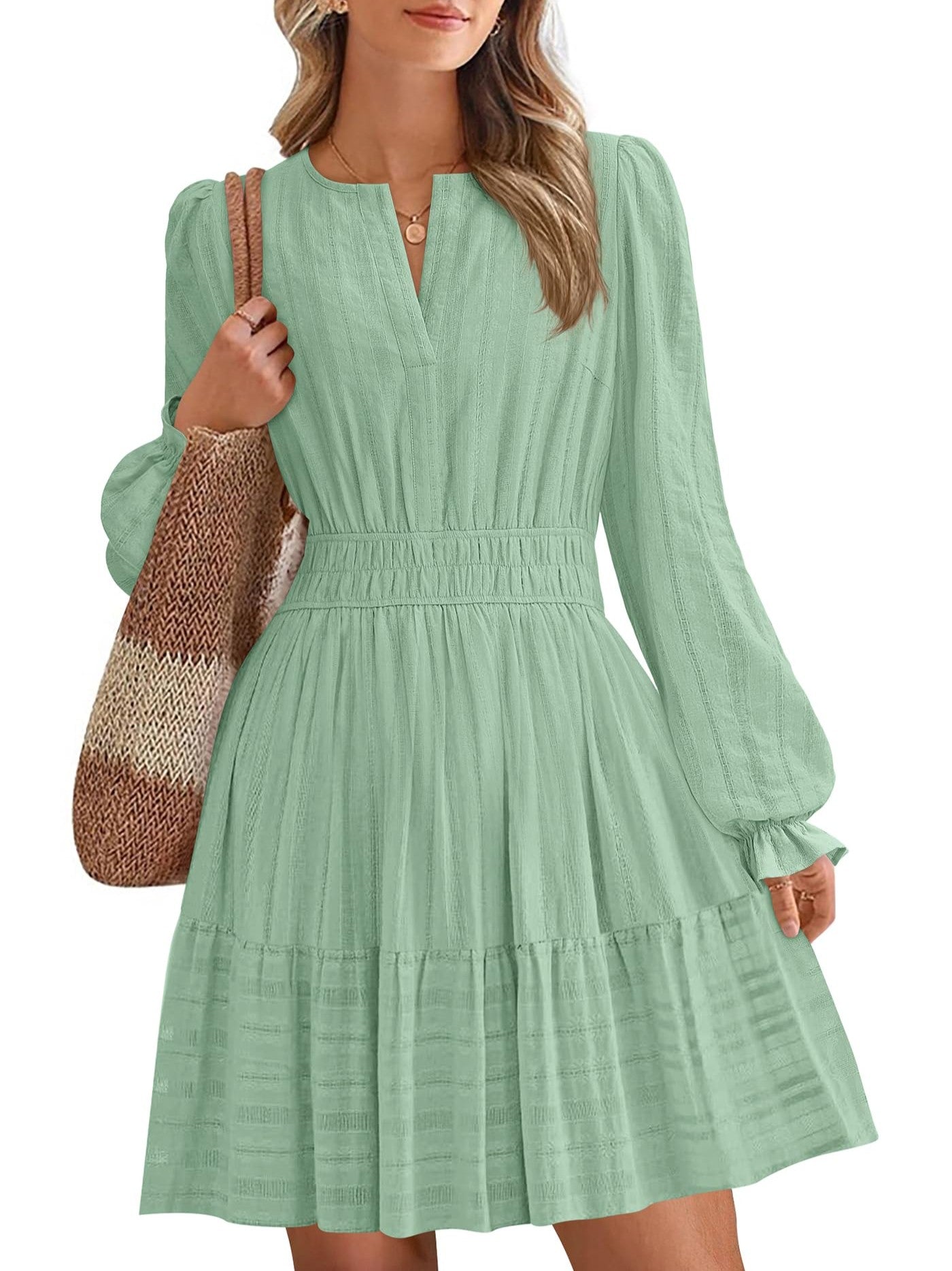 Women's Tiered Ruffle Hem V-Neck Dress(BUY 2 FREE SHIPPING)