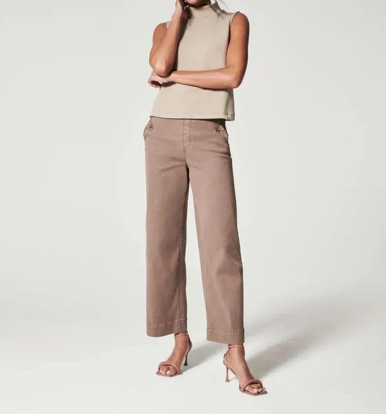 Stretch Twill Cropped Wide Leg Pant