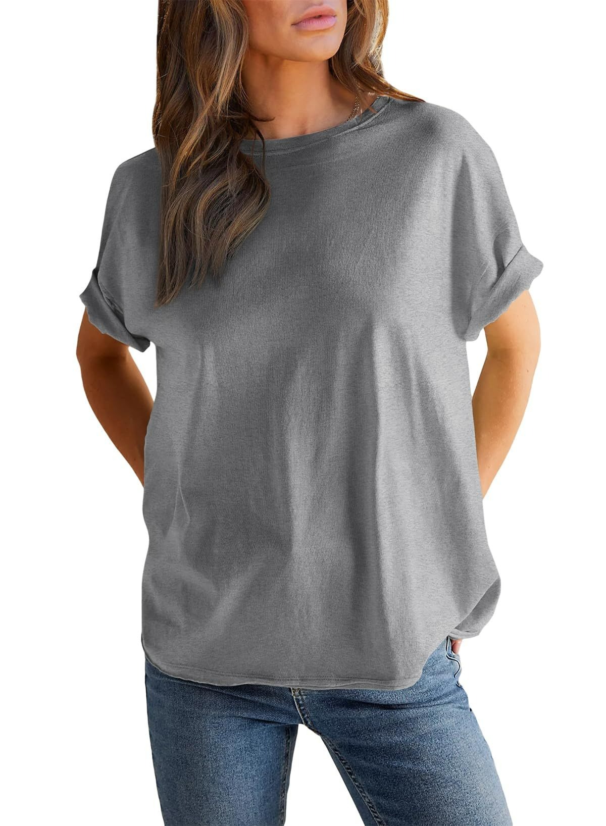 ✨✨✨ROUND NECK SOLID COLOR SHORT SLEEVE T-SHIRT COTTON TEE