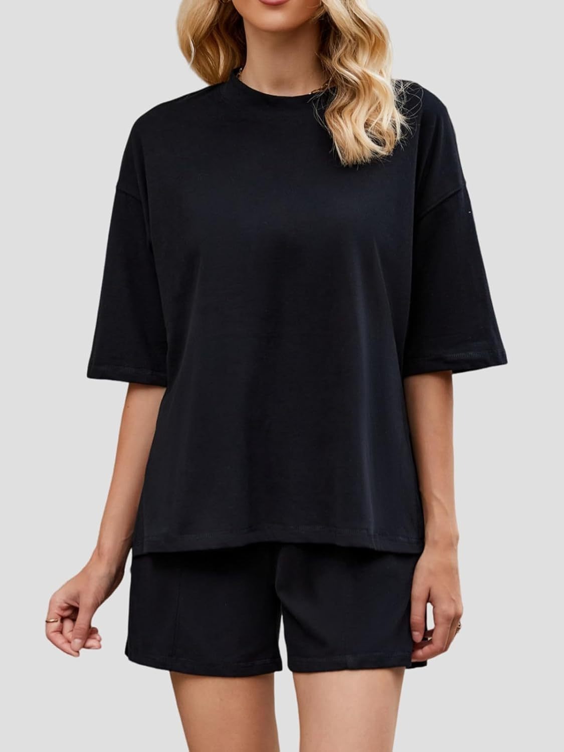 🔥HOT SALE🔥2025 New Womens Half Sleeve Crew Neck Summer Matching Lounge Sets(Buy 2 Free Shipping)