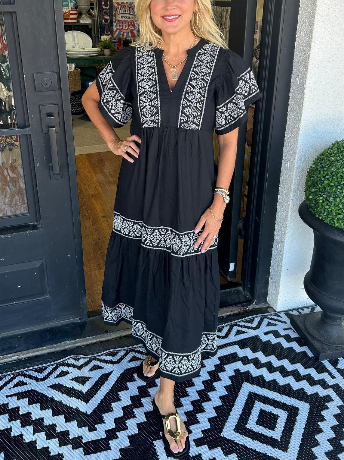 ✨2024 SUMMER HOT✨Women's V-Neck Boho Maxi Dress (Buy 2 Free Shipping)