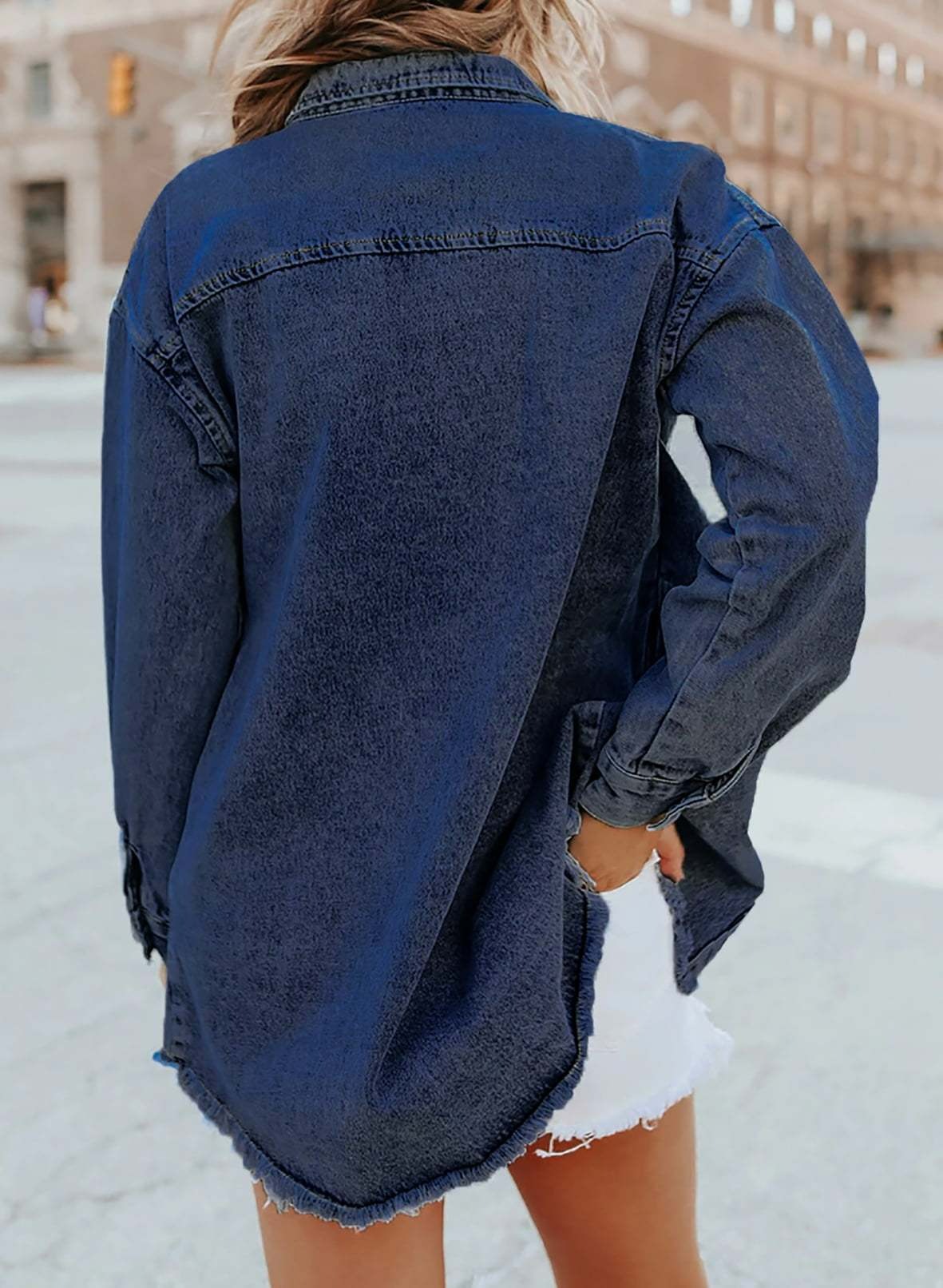 Women's Casual Denim Button Down Distressed Jacket(BUY 2 10% OFF)