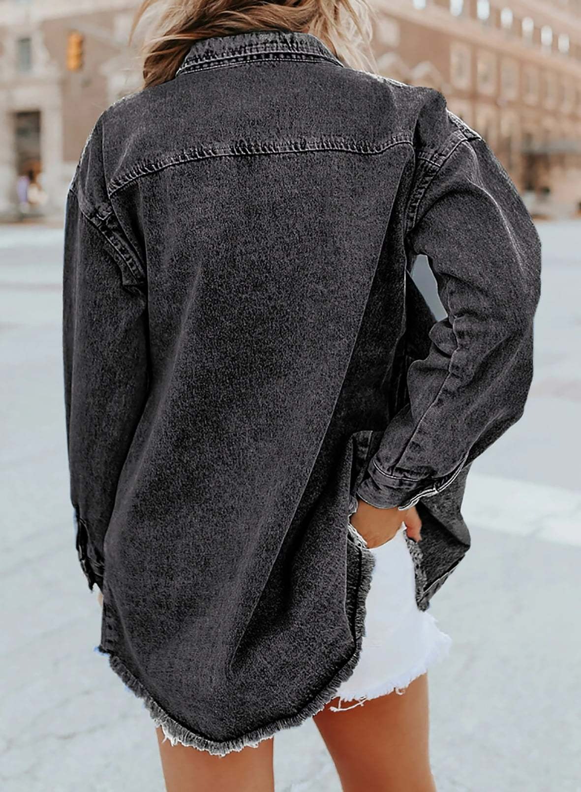 Women's Casual Denim Button Down Distressed Jacket(BUY 2 10% OFF)