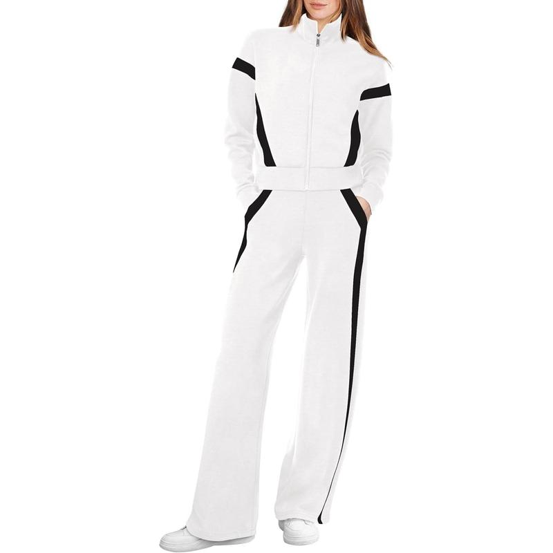 Women Sweatsuit 2 Piece Outfits Sweatshirt Wide Leg Sweatpant Tracksuit