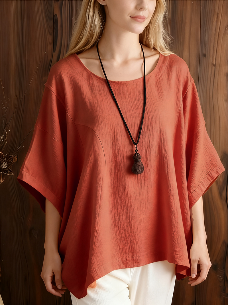 Limited-time offer -Solid Batwing Sleeve Loose T-Shirt (BUY 3 FREE SHIPPING)