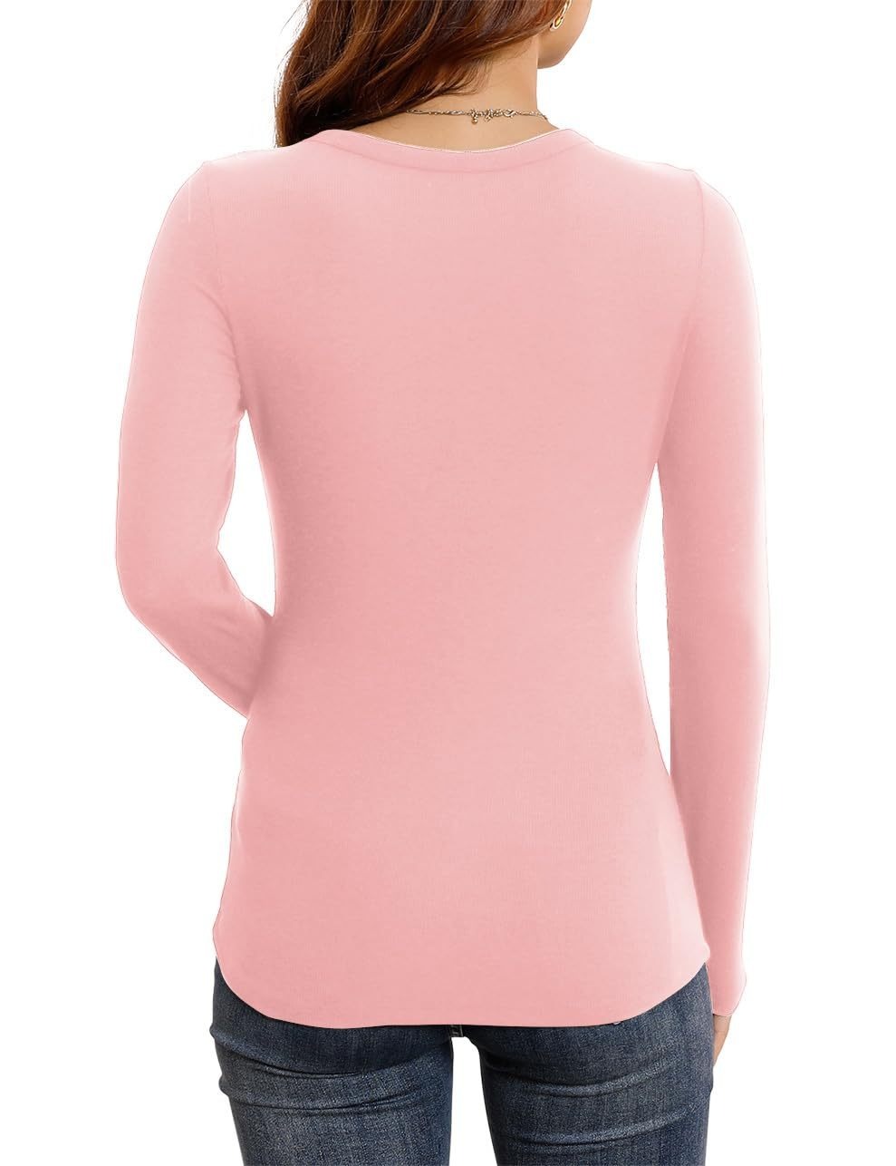 🔥HOT SALE🔥Women's Long Sleeve Stretch Slim Round Neck Ribbed Basic Shirts (BUY 3 FREE SHIPPING)